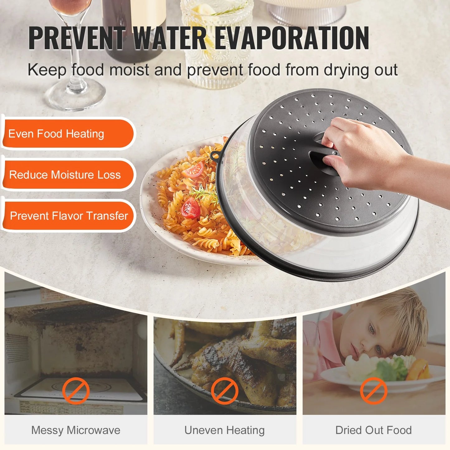 VEVOR 2PCS Microwave Splatter Covers 10.4 Collapsible Microwave Food Lid 300¡Ãf