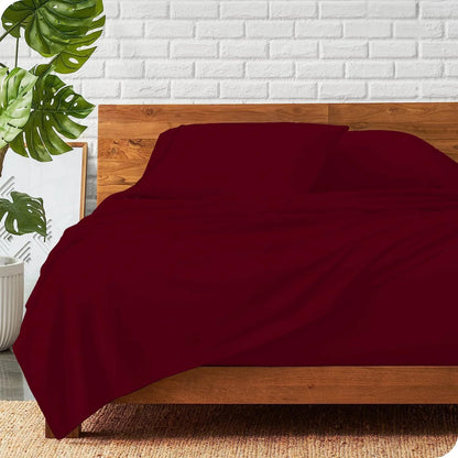 800 Thread Count 100% Egyptian Extra Long Staple Cotton Sheet Set, 4 Pc Set, Sateen Weave, Hotel Collection Soft Luxury Bedding, Fits Upto 15" Inch Deep Pocket (Burgundy Solid, Full Size)